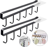 Cup Holder Under Cabinet Strong Adhesive Coffee Tea Cup Mug Holder with 6 Hooks
