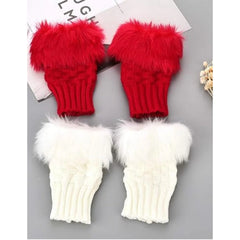 Fur Gloves Women Knitted Faux