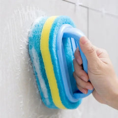 Plastic Cleaning Sponge Brush With Handle
