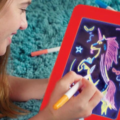3D Magic Drawing Board Creative Kids Children Pen LED Lights Glow Art Sketchpad
