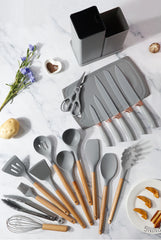 19 Piece Silicone Kitchenware Set Pot Shovel Soup Spoon Knife