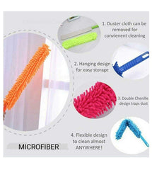 Multipurpose Microfiber Bendable Feather Duster Broom with Extendable Long Steel Handle for Cleaning Ceiling Fan, Flexible Brush for Home Interior, Car and Office