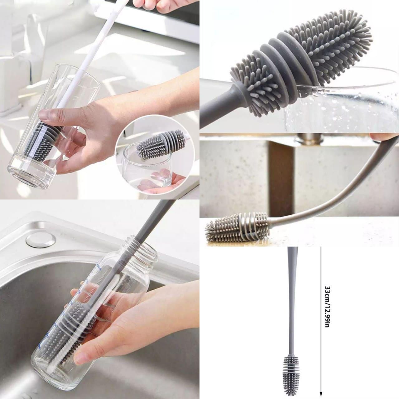 Baby Bottle Cleaning Brush Silicone Long Handle for Milk Bottle Washer