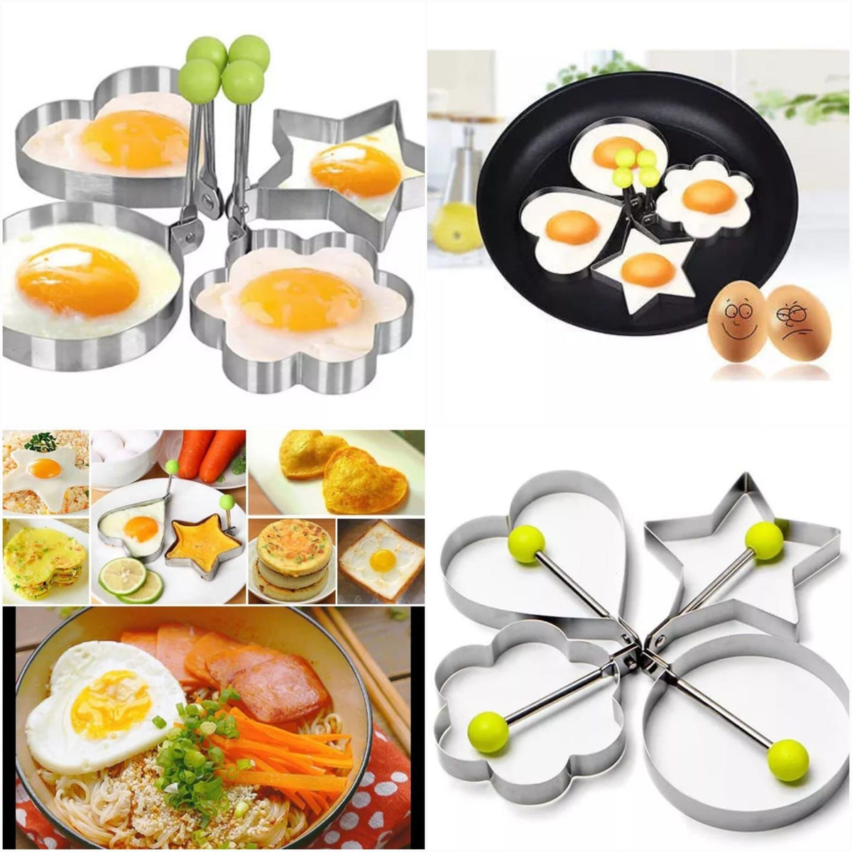 4Pcs/set Stainless Steel Mold Love Flower Round Star Molds