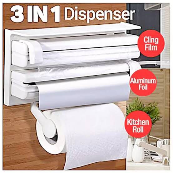 Tissue Paper Roll Holder for Kitchen with Spice Rack -White