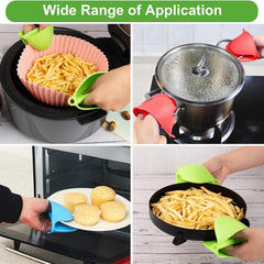Pairs Silicone Pot Holders, Heat Resistant Rubber Oven Mitts, Mini Oven Gloves for Kitchen Cooking & Baking