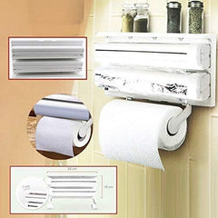Tissue Paper Roll Holder for Kitchen with Spice Rack -White