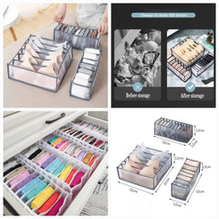 3 Piece Underwear Drawer Organizer, Foldable and Washable Storage Box