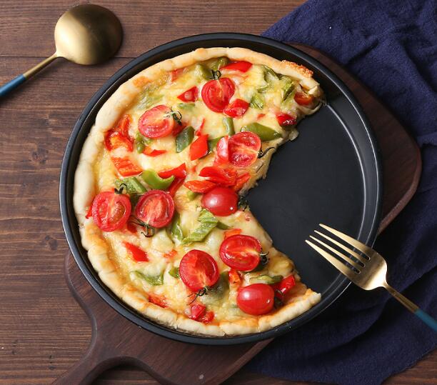Round Pizza Plate Pizza Pan Deep Dish Tray Carbon Steel Non-stick Pack of 3