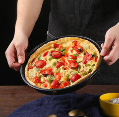 Round Pizza Plate Pizza Pan Deep Dish Tray Carbon Steel Non-stick Pack of 3