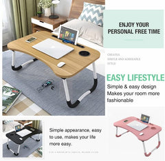 Laptop Stand Table Foldable Desk Computer Study Bed Adjustable Portable with Cup Slot