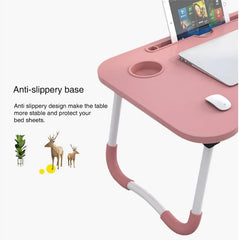 Laptop Stand Table Foldable Desk Computer Study Bed Adjustable Portable with Cup Slot