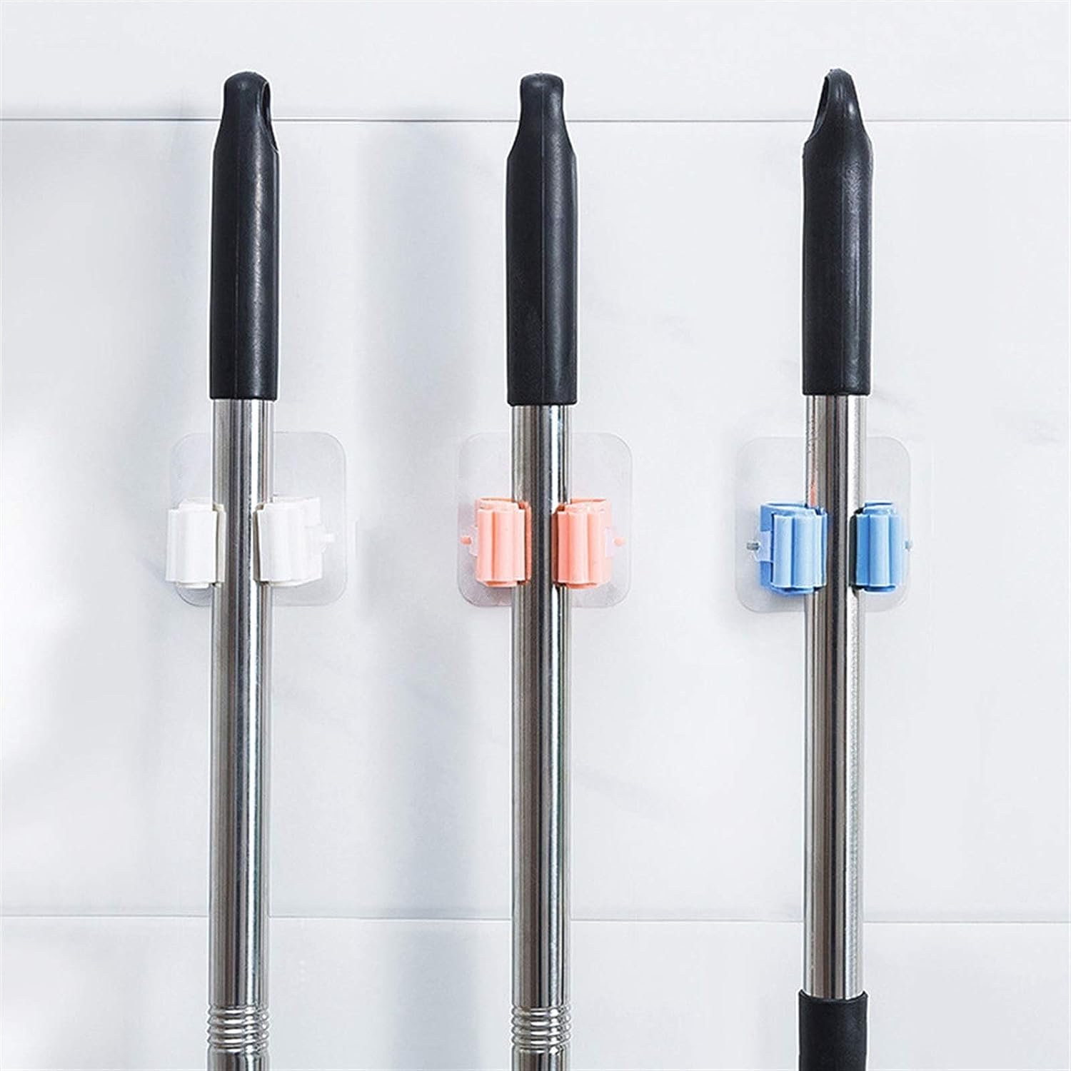 Bathroom shelf Mop hanger self-adhesive and reusable non-drilling mop rack wall-mounted broom storage