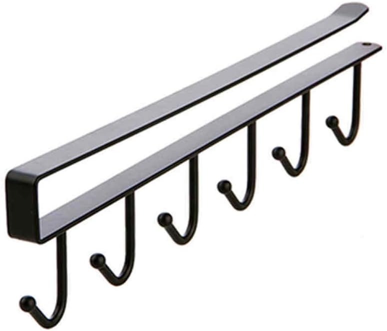 6 Hooks Under Shelf Cup Holder Mutifunctional Kitchen Utensil Rack for Hanging - Black