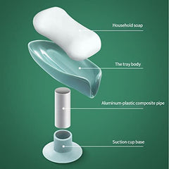 Self Draining Soap Dish Holder (1 Pcs), Easy Clean Soap Dish for Shower with Suction Cup Creative soap Box