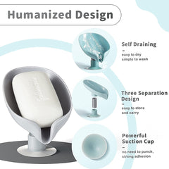 Self Draining Soap Dish Holder (1 Pcs), Easy Clean Soap Dish for Shower with Suction Cup Creative soap Box