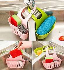PVC Rubber Kitchen Sink Caddy Sponge Holder Organizer and Bathroom Hanging Strainer Storage Holder Bag Draining Rack