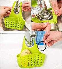 PVC Rubber Kitchen Sink Caddy Sponge Holder Organizer and Bathroom Hanging Strainer Storage Holder Bag Draining Rack
