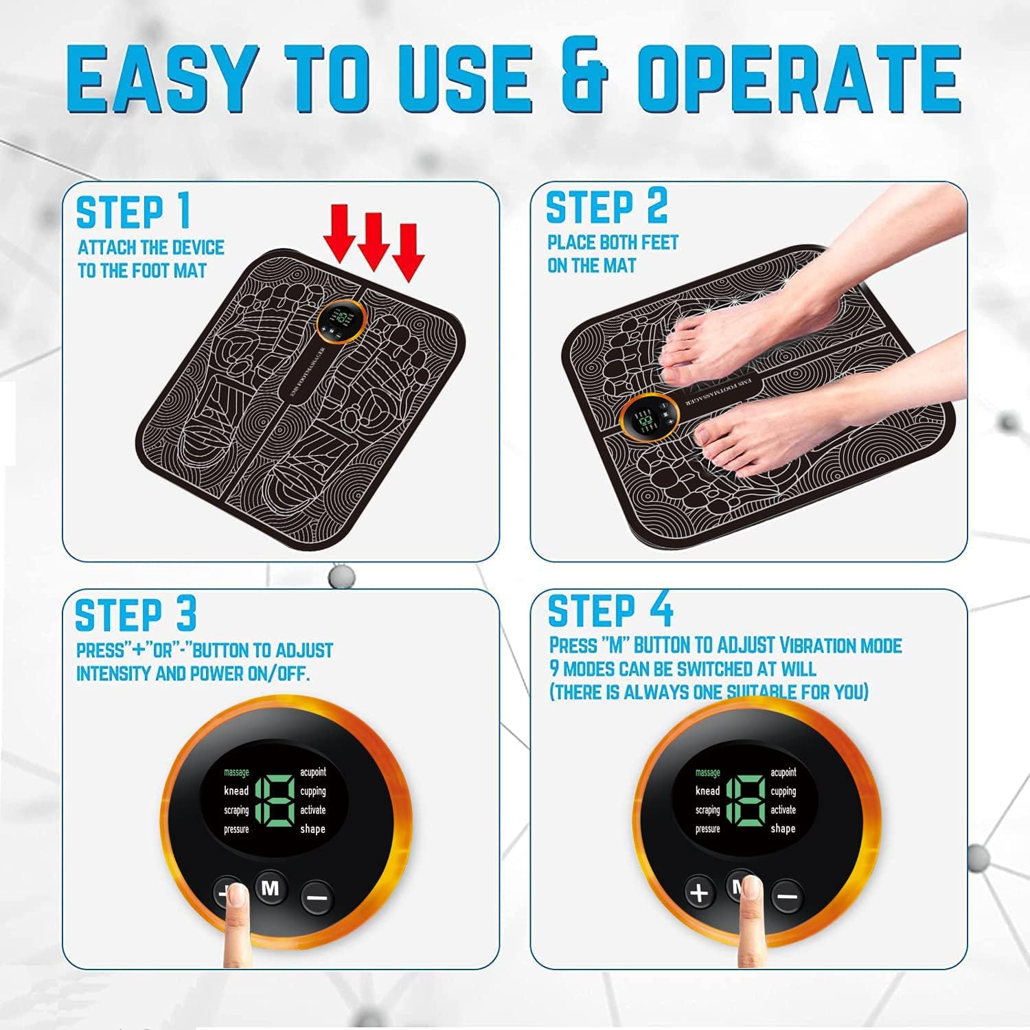EMS Foot Massager,Reflexology Electronic Feet Massager for Pain and Circulation