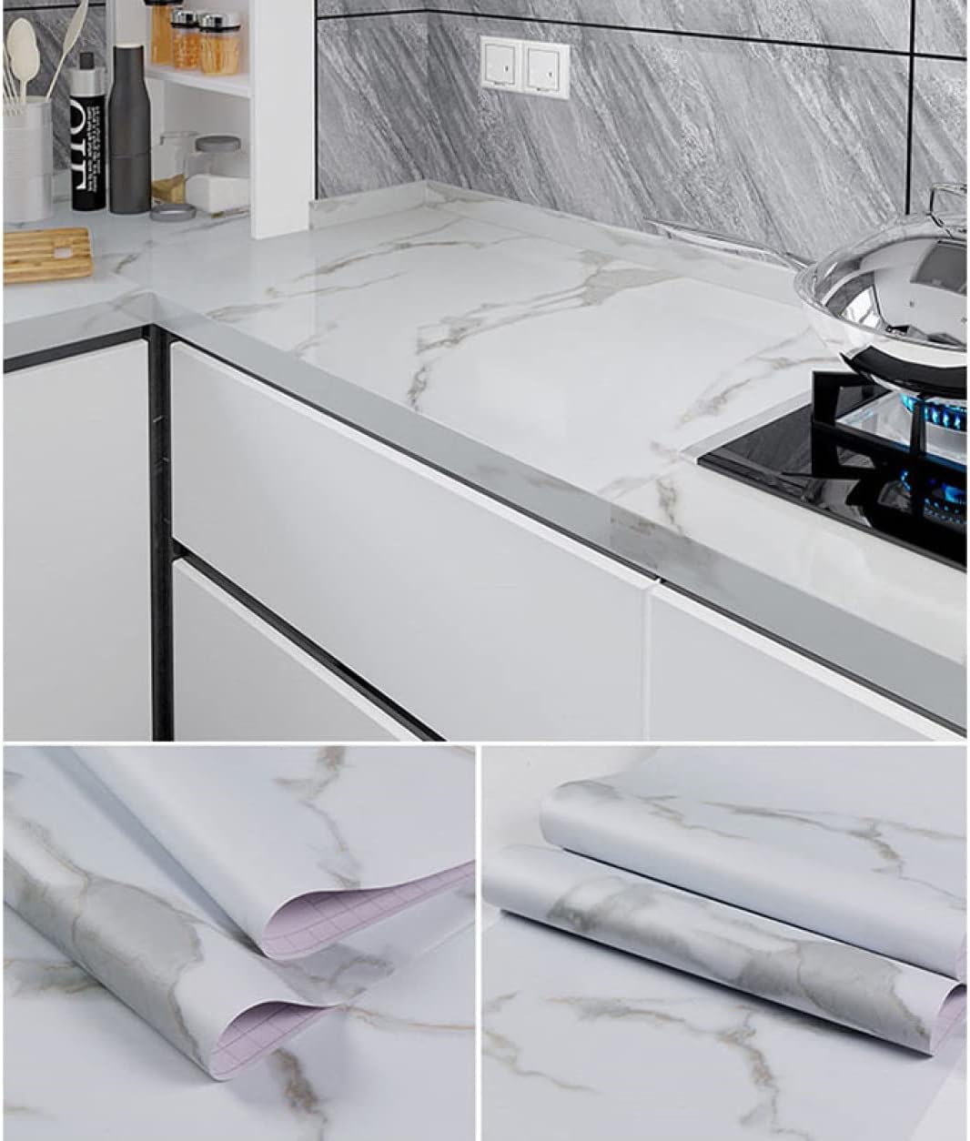 Wallpaper Seal, Remake Sheet, 23.6 x 16.4 ft (60 x 5 m), Gray, Wallpaper Seal, Wallpaper Sheet, Glossy, Plain, Replacement, Removable, Glue, Multi-purpose, Kitchen, DIY, Waterproof, Easy to Apply
