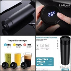 500ML Smart LED Temperature Display Vacuum Flask Metal Stainless Steel Thermos Water Bottle