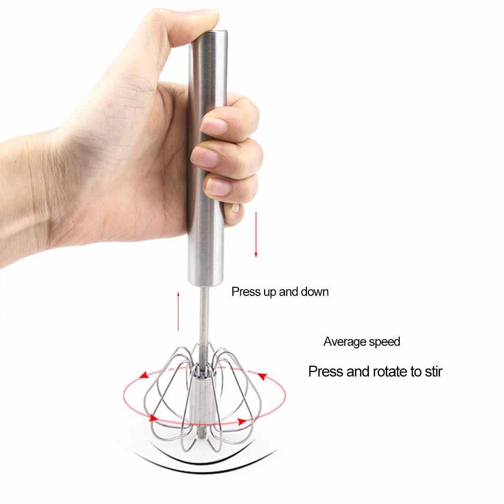 Semi Automatic Egg Beater 304 Stainless Steel Egg Whisk Manual Hand Mixer