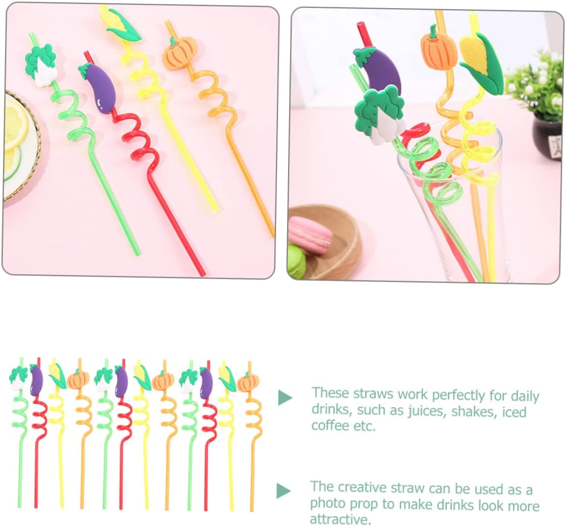 Cocktail Decorations for Drinks Plastic Straws Cocktail Straws Party Straw Decorative Straws Vegetable Party Favors Juice Drinking Straws