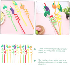 Cocktail Decorations for Drinks Plastic Straws Cocktail Straws Party Straw Decorative Straws Vegetable Party Favors Juice Drinking Straws