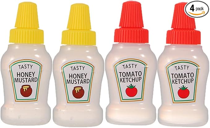 Mini Sauce Bottles for Lunch Box (4 Pcs)