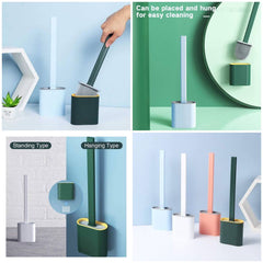 Silicone Toilet bathroom Cleaning Brush with Holder
