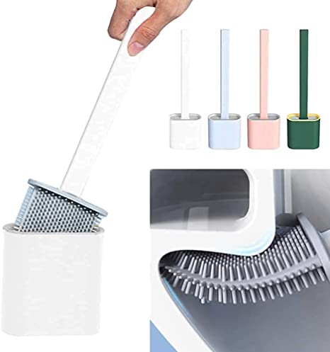 Silicone Toilet bathroom Cleaning Brush with Holder
