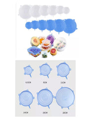 6 Pcs Silicone Lids, BPA Free Stretchy Silicone Lid, Reusable Food Cling Film, Eco Friendly Expandable Container