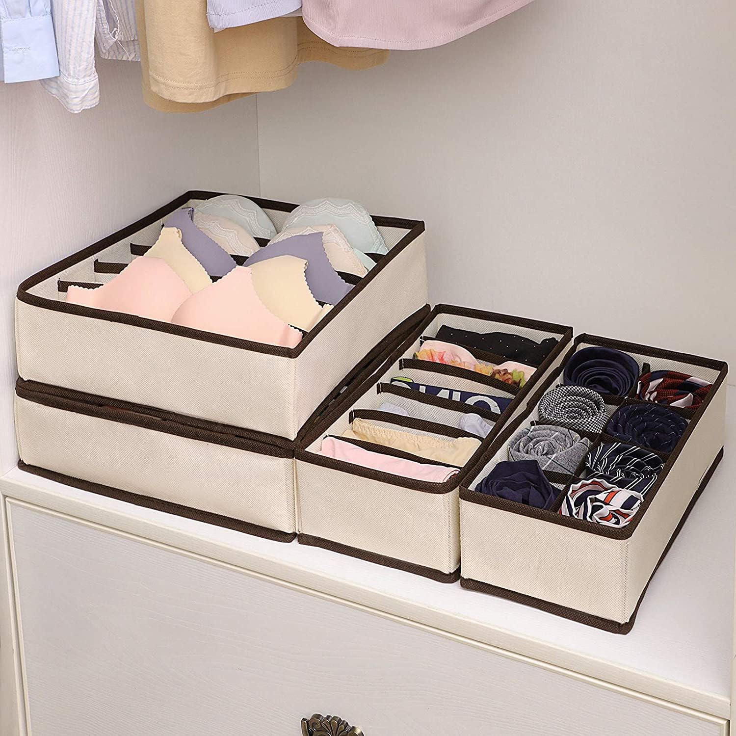 Foldable Innerwear Organiser for Wardrobe Storage Box Drawer Divider Organizer Closet Storage