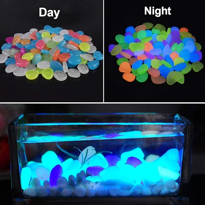 Night Glowing pebbles for Aquarium and Garden(Pack Of 100 Stones)
