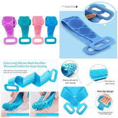 Silicone Body Scrubber Belt Double Side Shower Belt Removes Bath Towel Waterproof Easy Foot Cleaner Cleaning