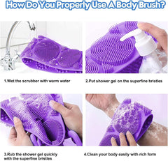 Silicone Body Scrubber Belt Double Side Shower Belt Removes Bath Towel Waterproof Easy Foot Cleaner Cleaning
