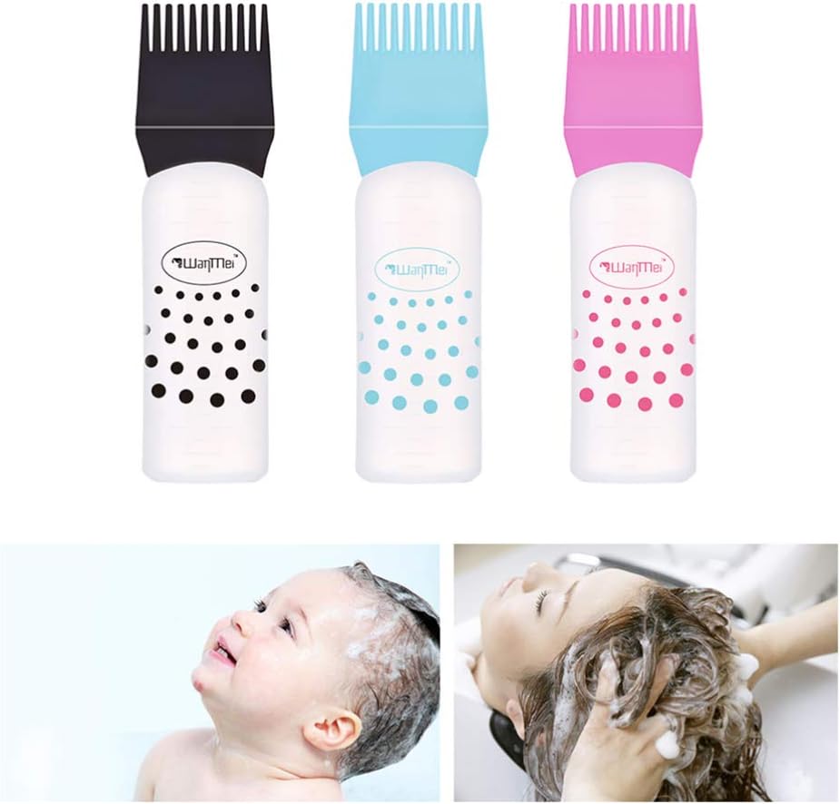 Root Comb Applicator Bottle Colorful Plastics Hair Dyeing Bottles Hairdressing Dry Cleaning bottlefor Home Salon