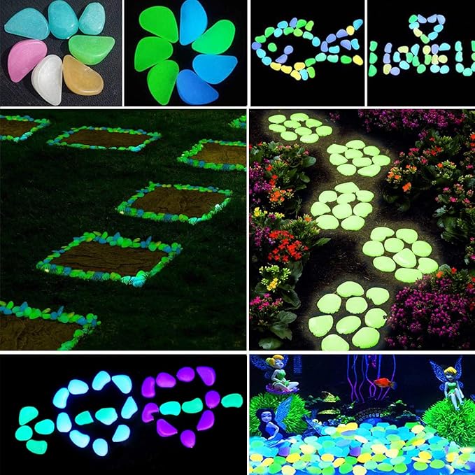 Night Glowing pebbles for Aquarium and Garden(Pack Of 100 Stones)