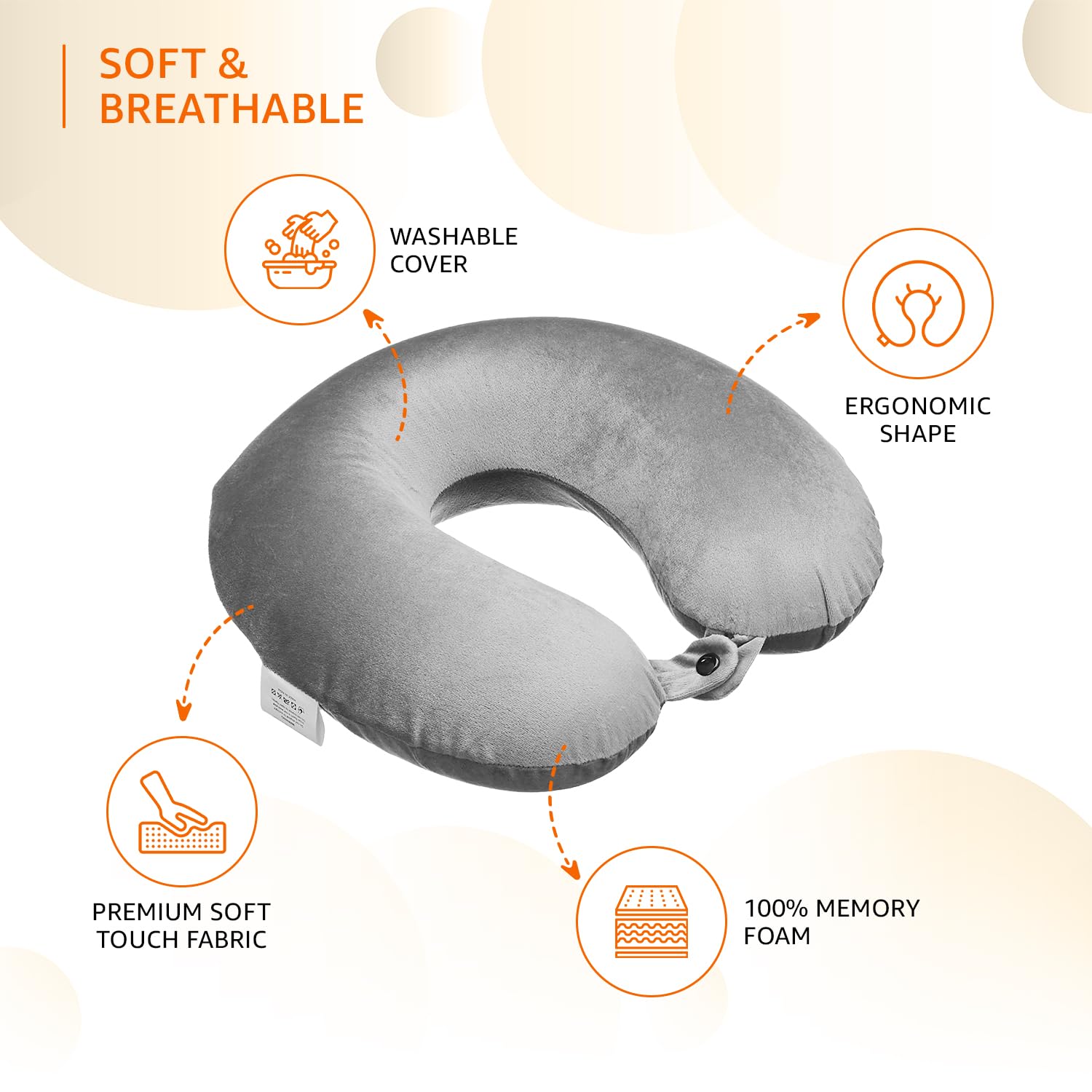 Premium Quality Memory Foam Travel Neck Pillow (Round)