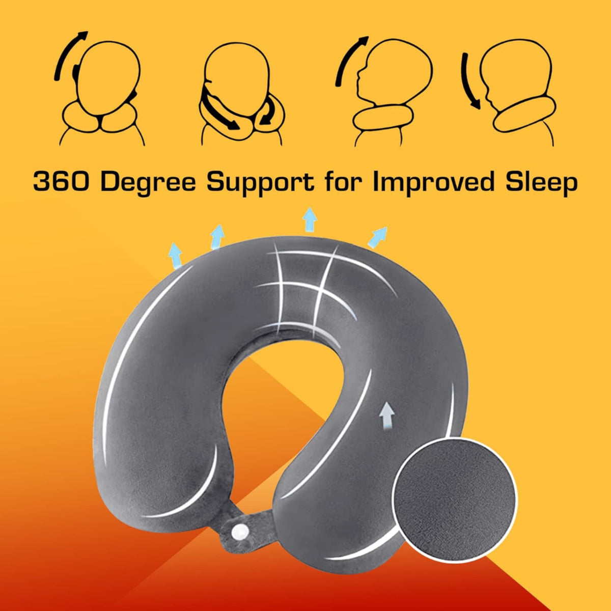 Premium Quality Memory Foam Travel Neck Pillow (Round)