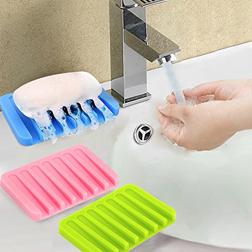 Bathroom Soap Dish Silicone, Dish Tray, Water Drainer Soap, Plate Holder Top Casual Stop Mushy Soap, Box Saver, Soap Holder Rack
