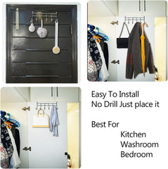 Over Door Hanger 6 Hooks - Clothes Hanging Rack for Hanging Clothes Jackets Towels