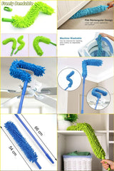 Multipurpose Microfiber Bendable Feather Duster Broom with Extendable Long Steel Handle for Cleaning Ceiling Fan, Flexible Brush for Home Interior, Car and Office