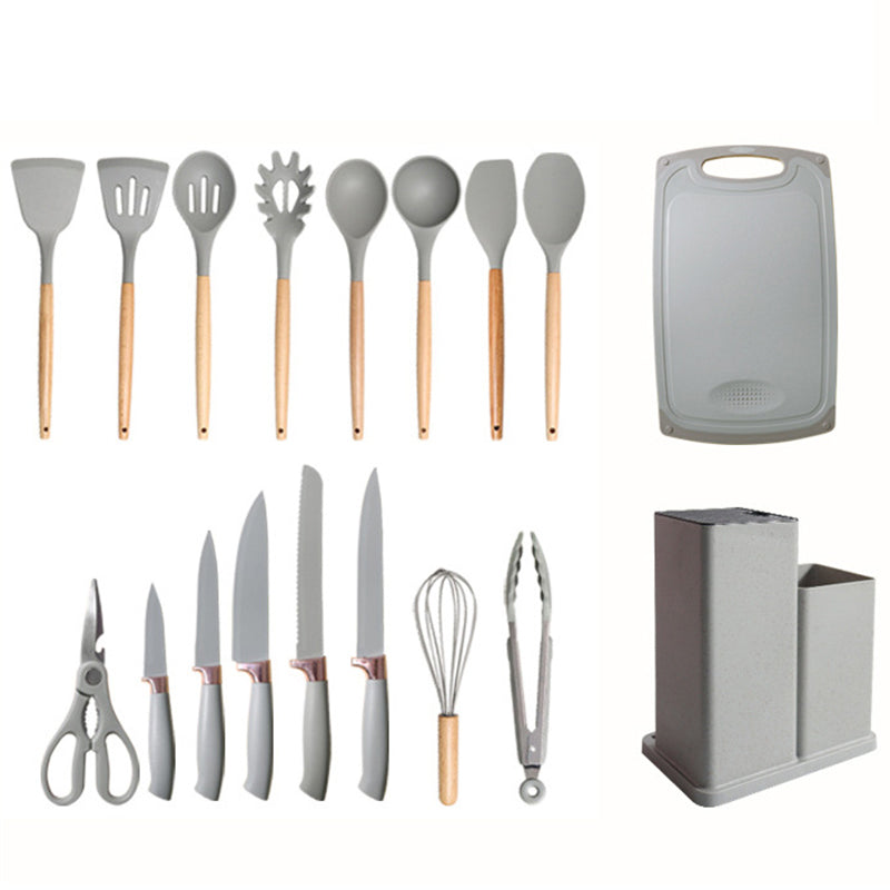 19 Piece Silicone Kitchenware Set Pot Shovel Soup Spoon Knife