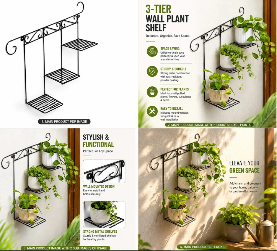 3 Tier Wall Plant Shelf