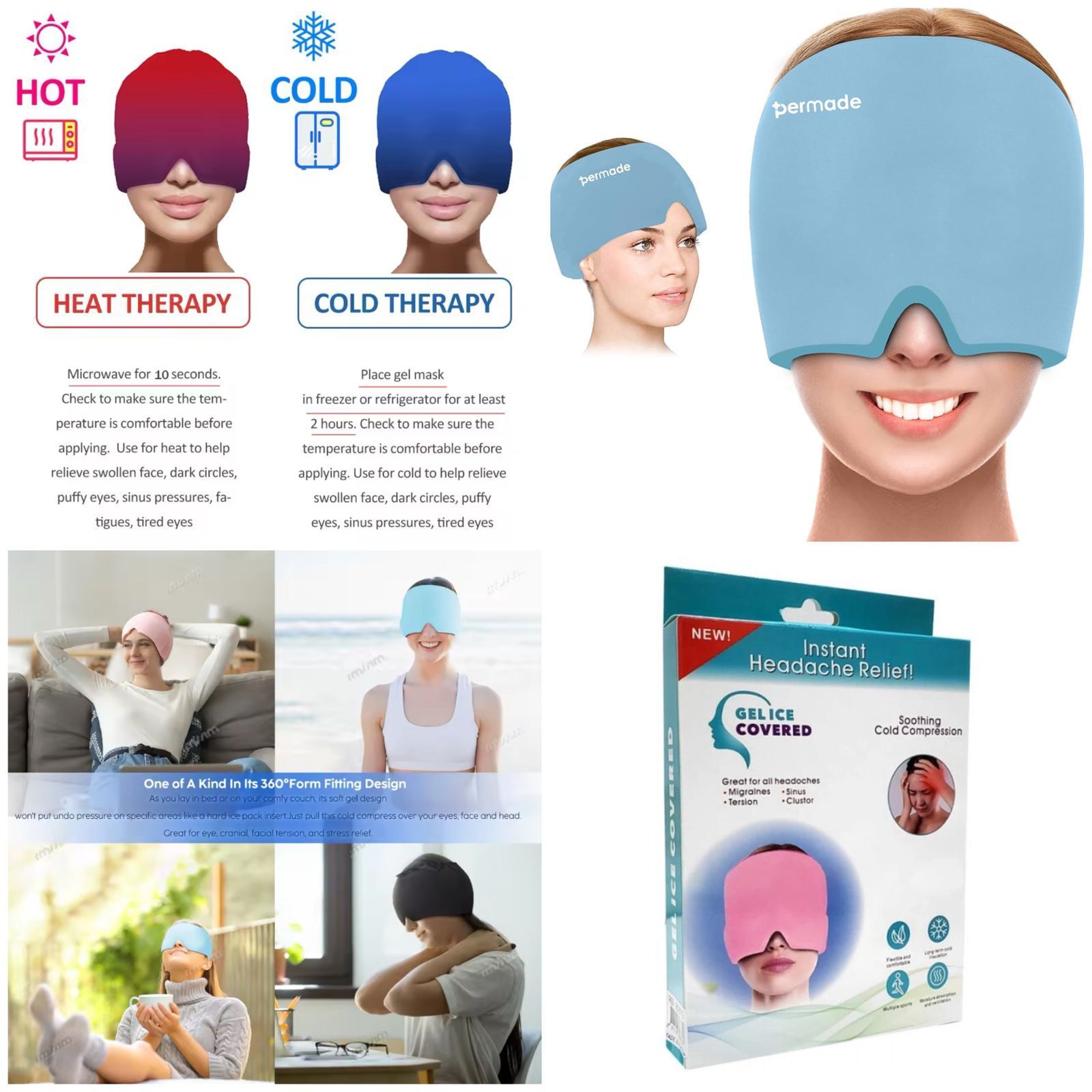 Migraine Relief Cap - Cold and Hot Therapy Cap