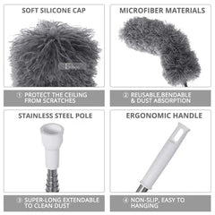 Flexible Duster For Fan Cleaning Mop With Long Rod