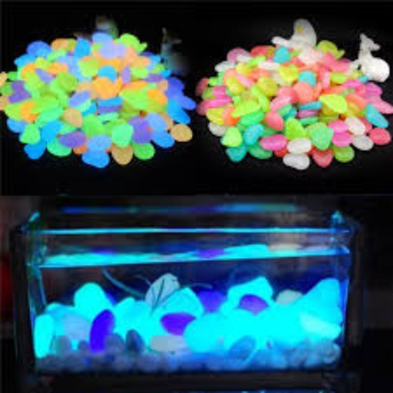 Night Glowing pebbles for Aquarium and Garden(Pack Of 100 Stones)