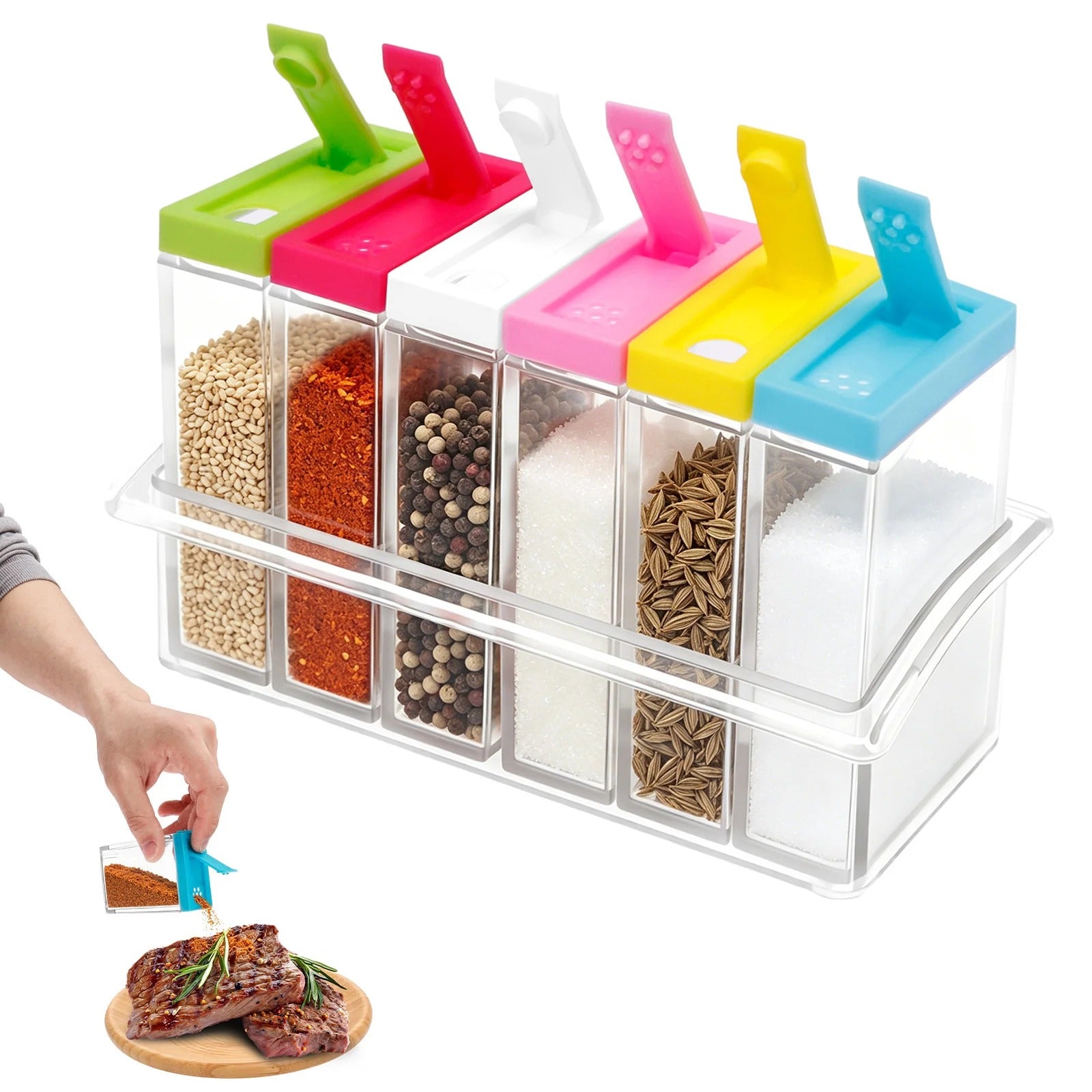 6Pcs Spice Jars with Tray
