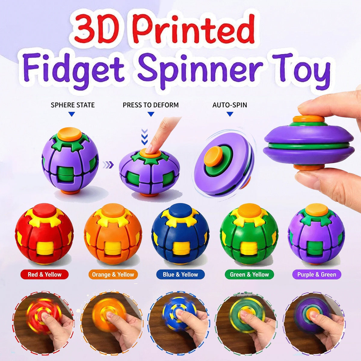 3D Gear Fidget Spinner Ball